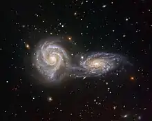 Arp 271 taken by the VIMOS instrument on ESO's Very Large Telescope.