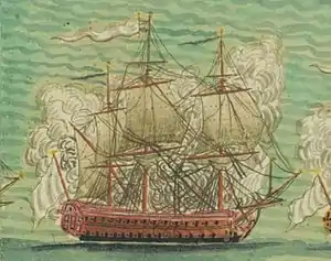 Guerrier&nbsp;(1754) at the Battle of Minorca (1756)