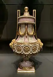Louis XVI style - Vase (vase grec Duplessis rectifié), design attributed to Jean-Claude Chambellan Duplessis, painted decoration by Vincent Taillandier&nbsp;[fr], gilding by Jean Pierre Boulanger, by the Sèvres porcelain factory, 1780, painted and gilded hard-paste porcelain, gilt bronze, Rijksmuseum Amsterdam, the Netherlands