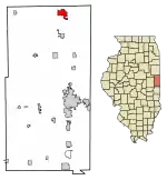 Location of Hoopeston in Vermilion County, Illinois.