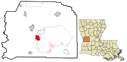 Location in Vernon Parish and the state of Louisiana.