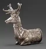 Stag rhyton (Hittite); c.1400-1200 BC; silver with gold inlay; height: 13&nbsp;cm; Metropolitan Museum of Art (New York City)