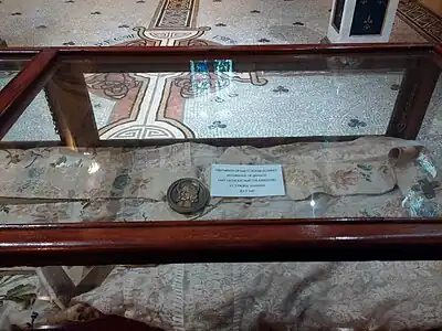 The vestments of St Oliver Plunkett, Archbishop of Armagh, who was implicated in the Popish Plot and executed in Tyburn.