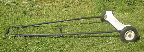 Old style launching dolly for a Laser I sailboat