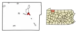 Location of Warren in Warren County, Pennsylvania (left) and of Warren County in Pennsylvania (right)
