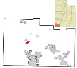 Location in Washington County and the state of Utah