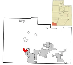 Location in Washington County and the state of Utah