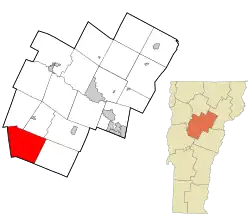 Location in Washington County and the state of Vermont