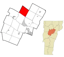 Location in Washington County and the state of Vermont
