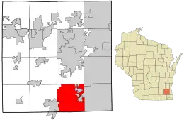 Location in Waukesha County and the state of Wisconsin.