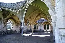 Image 19Remains of the undercroft of the lay brothers' refectory at Waverley Abbey, near Farnham, main town of the Borough of Waverley (from Portal:Surrey/Selected pictures)