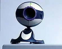 Image 59Typical low-cost webcam used with many personal computers (from History of videotelephony)