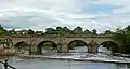 The west side of Wetherby Bridge showing the weir