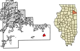Location of Beecher in Will County, Illinois.