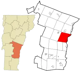 Location in Windsor County and the state of Vermont.