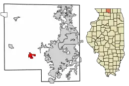Location of Winnebago in Winnebago County, Illinois.