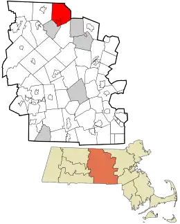 Location in Worcester County and the state of Massachusetts.