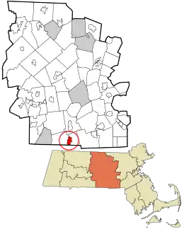 Location in Worcester County and the state of Massachusetts.