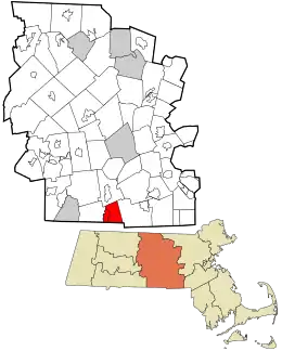 Location in Worcester County and the state of Massachusetts.
