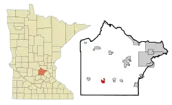 Location of Howard Lakewithin Wright County, Minnesota