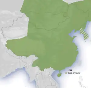 Yuan Dynasty 1271–1368 CE (Chinese: 元朝; pinyin: Yuáncháo), officially the Great Yuan (Chinese: 大元; pinyin: Dà Yuán; Mongolian: ᠶᠡᠬᠡ) was a Mongol-led imperial dynasty of China. Some may include Mongolia as Sinosphere, although it was not influenced by Chinese culture originally.