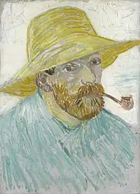 Self-Portrait with Pipe and Straw Hat, Summer 1888Oil on pasteboard, 42 × 31&nbsp;cmVan Gogh Museum, Amsterdam (F524)