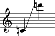 {
\override SpacingSpanner.strict-note-spacing = ##t
\set Score.proportionalNotationDuration = #(ly:make-moment 1/8)
\clef treble \omit Score.TimeSignature
\relative c'{c!4 \glissando d''!}
}