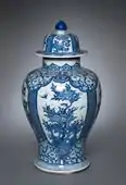 Vase with cover; 1662–1722; porcelain with underglaze blue decoration; overall: 46.2&nbsp;cm; Cleveland Museum of Art