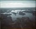 Aerial view of the lakes and forests of Quetico Provincial Park, 1958