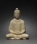 Statue of seated Buddha; c. 300s; overall: 36.9&nbsp;cm; from Hadda (Afghanistan); Cleveland Museum of Art (Cleveland, Ohio, USA)