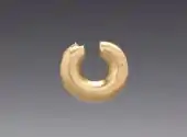 Nose ring, a widespread type of jewel in the Pre-Columbian period of Colombia; before 1550; gold; overall: 1.8 x 2.2&nbsp;cm; Cleveland Museum of Art (Cleveland, Ohio)