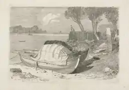 Two Beached Fishing Boats, 1809  etching